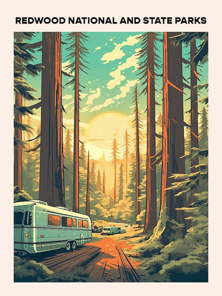 Redwood National And State Parks Midcentury Travel Poster
