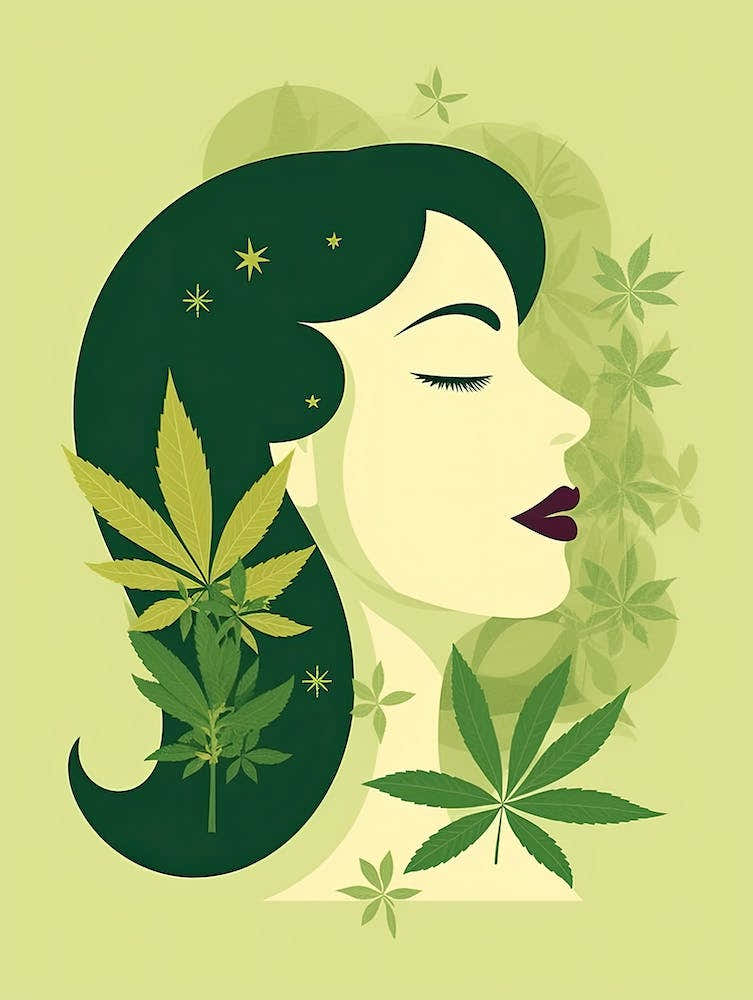 Woman With Marijuana Leaves