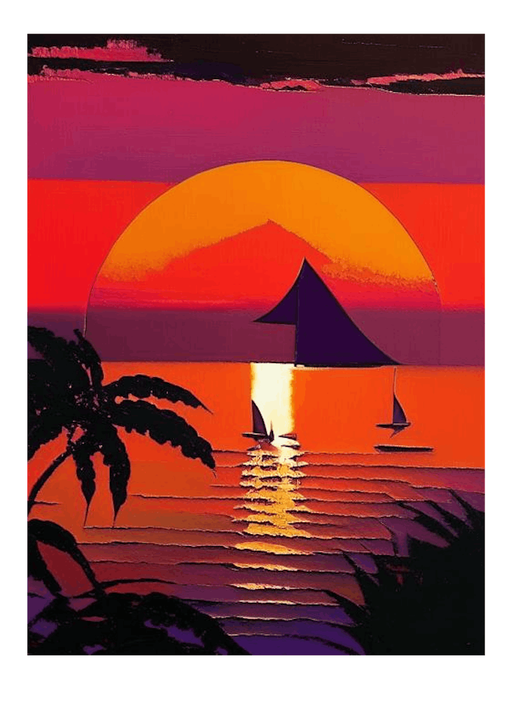 Beach And Boat Orange Sunset