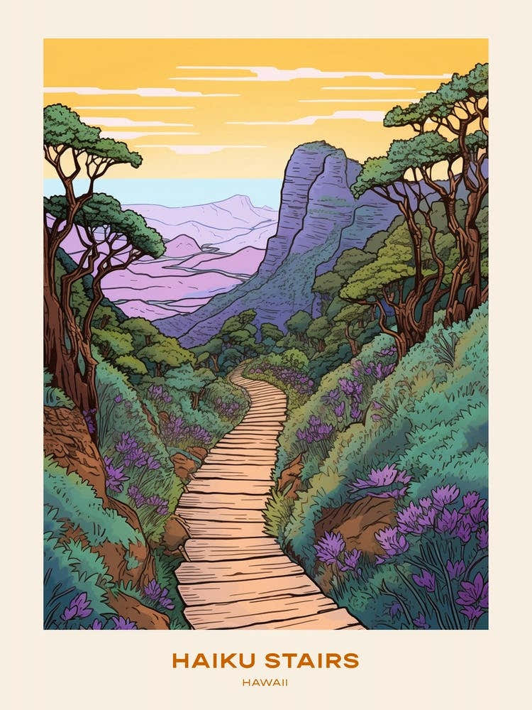 Haiku Stairs Hawaii 1 Hike Poster