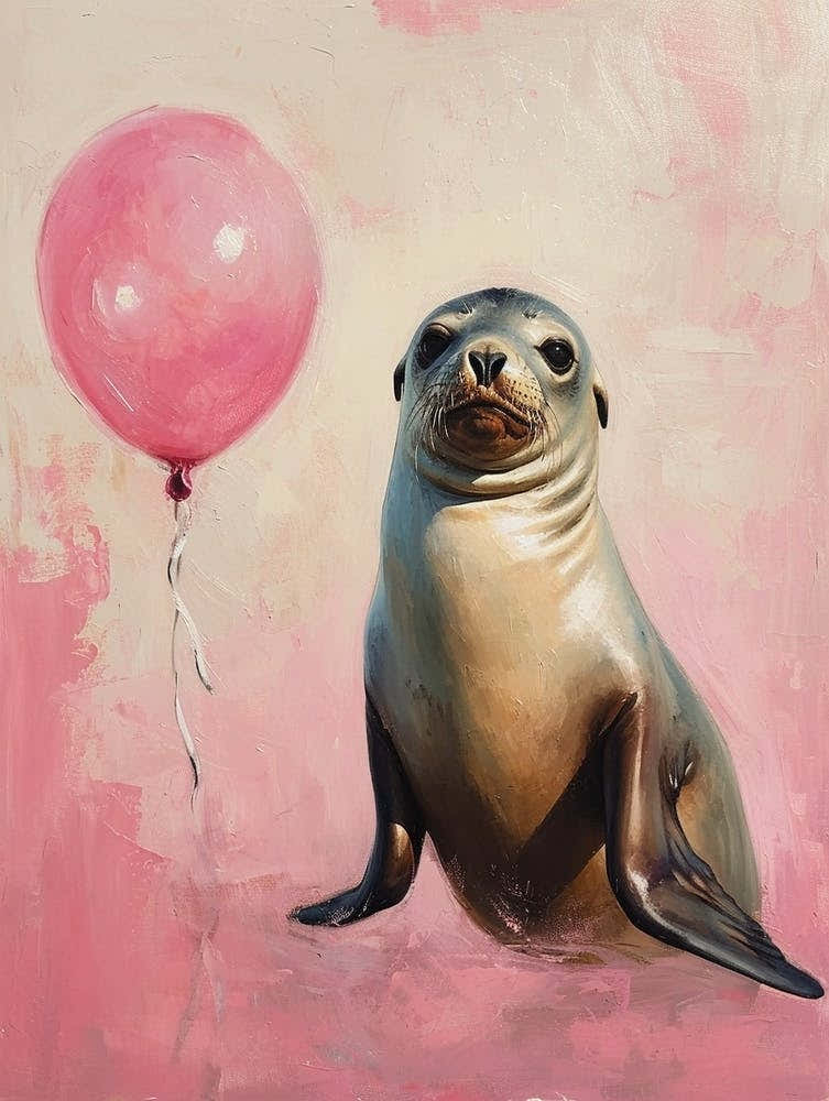 Cute Sea Lion 2 With Balloon