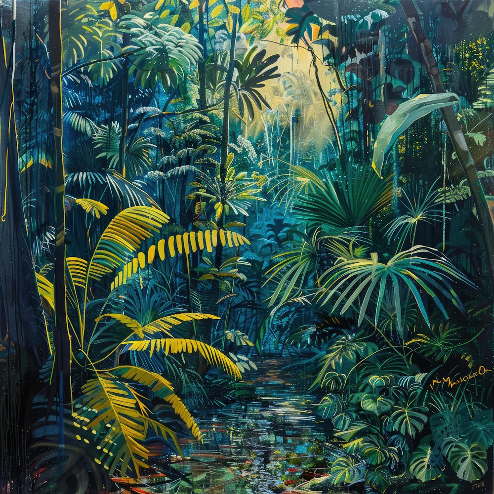 Amazon Rain Forest Series in Style of David Hockney 5