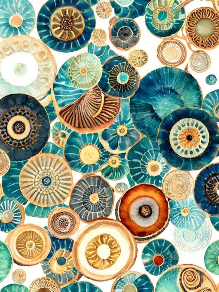 Ammonites Vintage Graphic Watercolour
