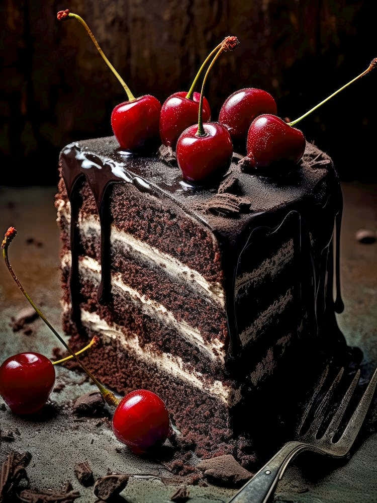 Chocolate Cake With Cherries sweet food