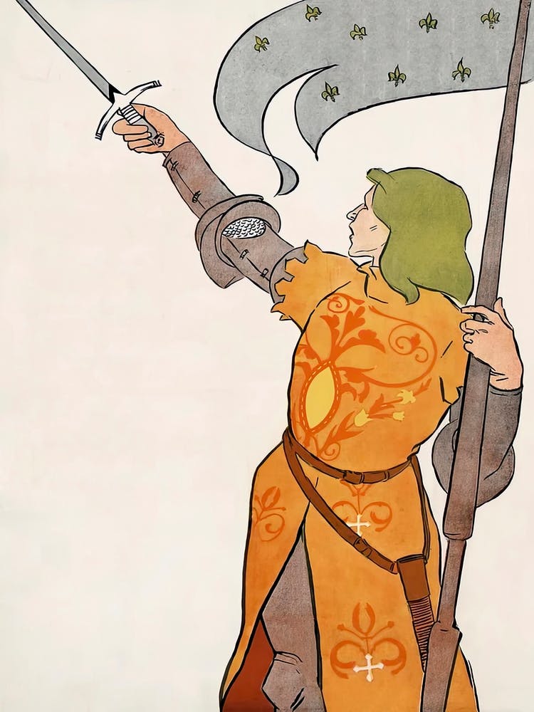 Woman Holding A Flag And Sword Illustration, Edward Penfield