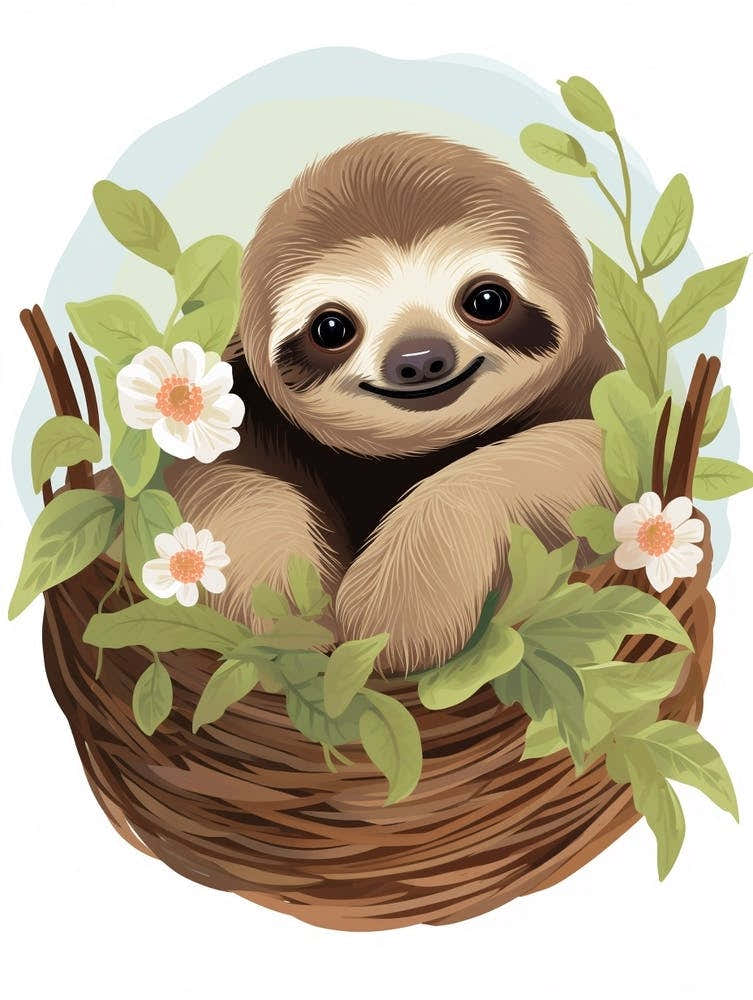 Baby Animal Illustration  Sloth 4
