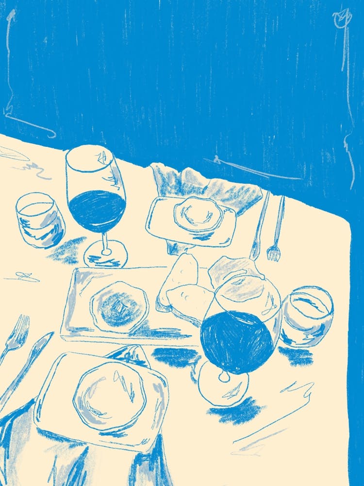 Table top study - food illustration series - Blue