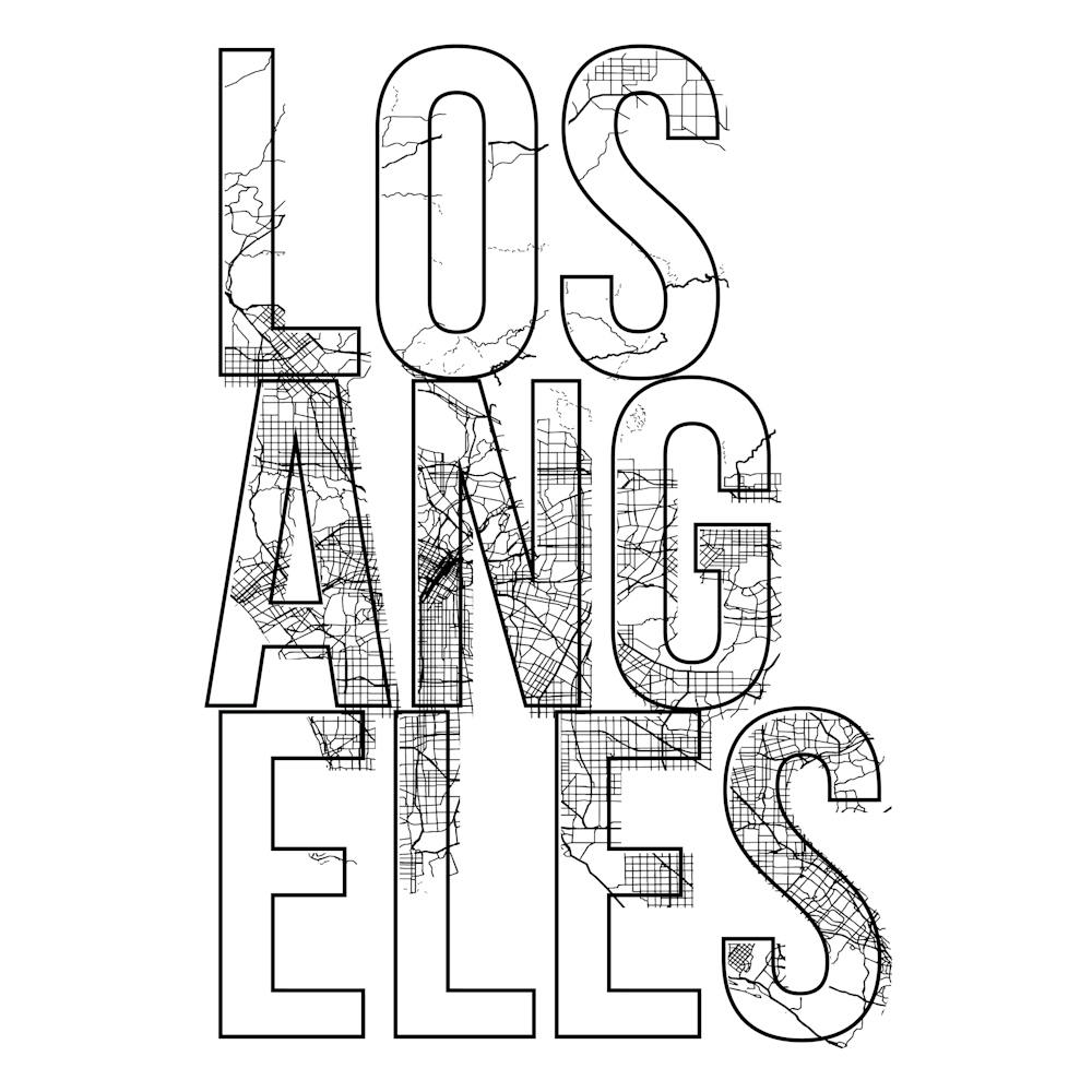 Los Angeles Street Map Typography Square