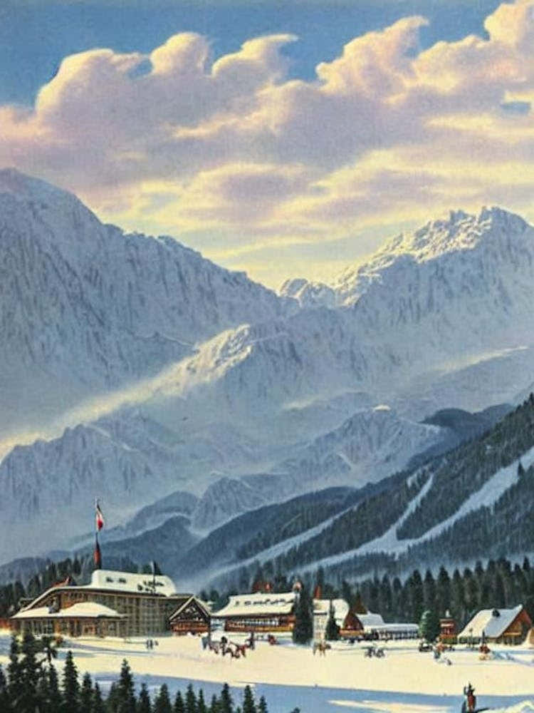 Garmisch Partenkirchen, Germany Ski Resort Vintage Landscape 3 Skiing Poster