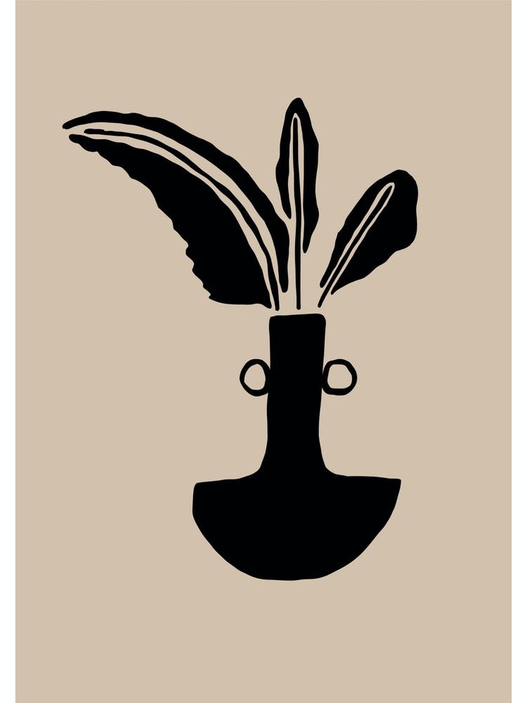 Vase With Leaves Abstract Drawing