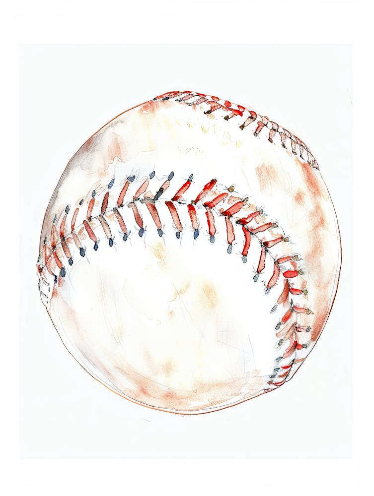 Watercolor Baseball Painting 1