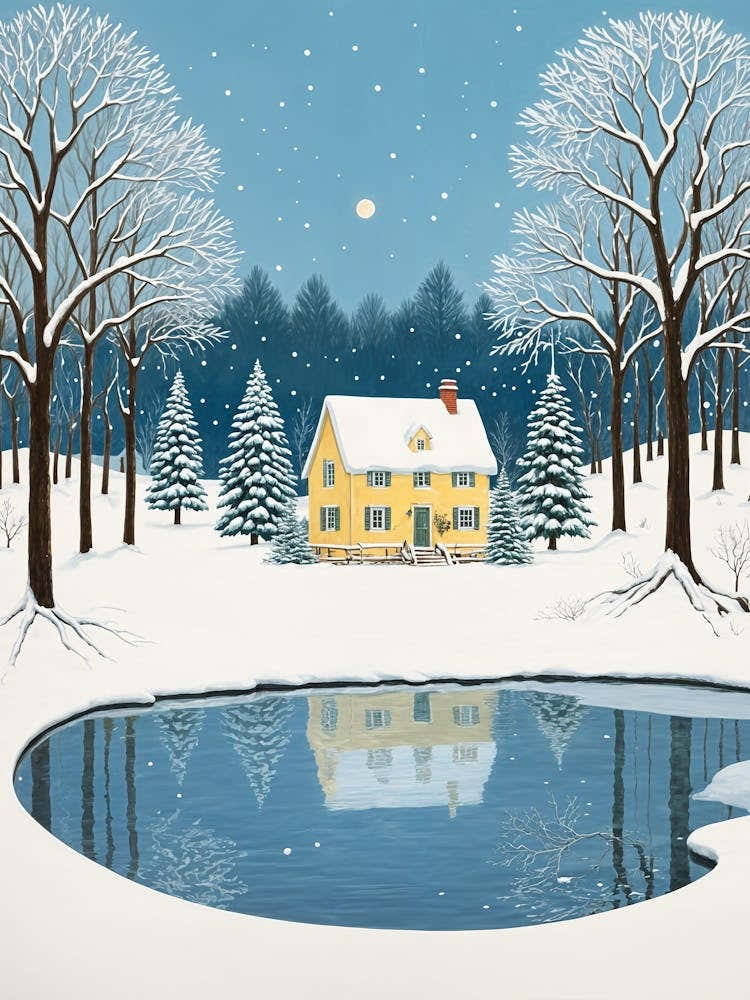 Yellow House In Winter