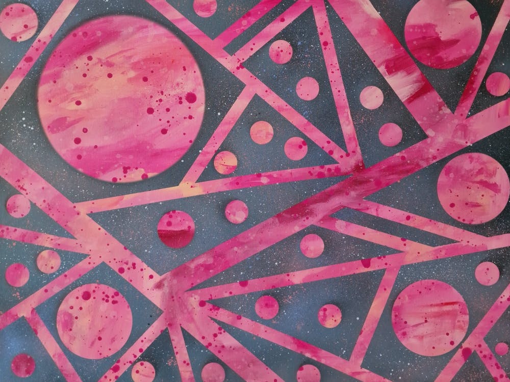 Pink and grey Abstract Painting