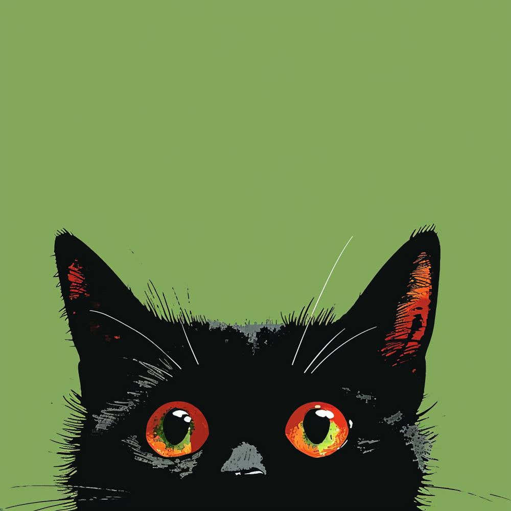 Black Cat With Amazed Eyes
