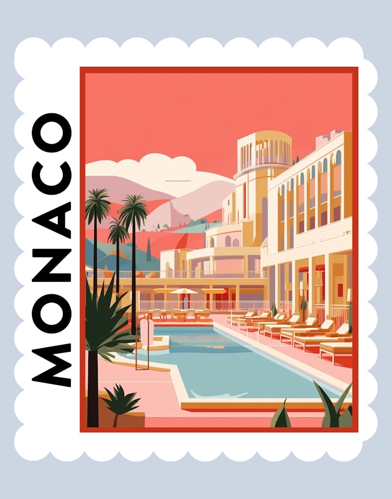 Monaco 2 Travel Stamp Poster
