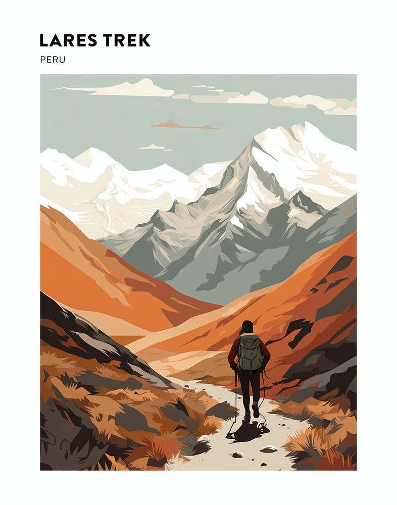 Lares Trek Peru 3 Hiking Trail Landscape Poster