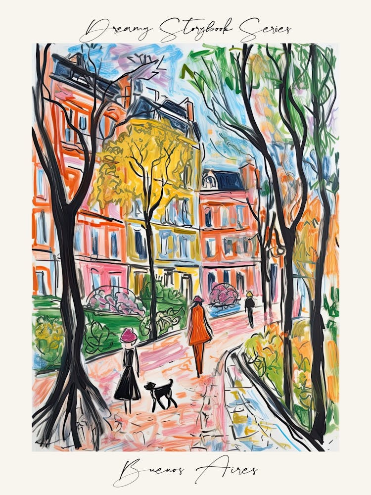 Poster Of Buenos Aires, Dreamy Storybook Illustration 4