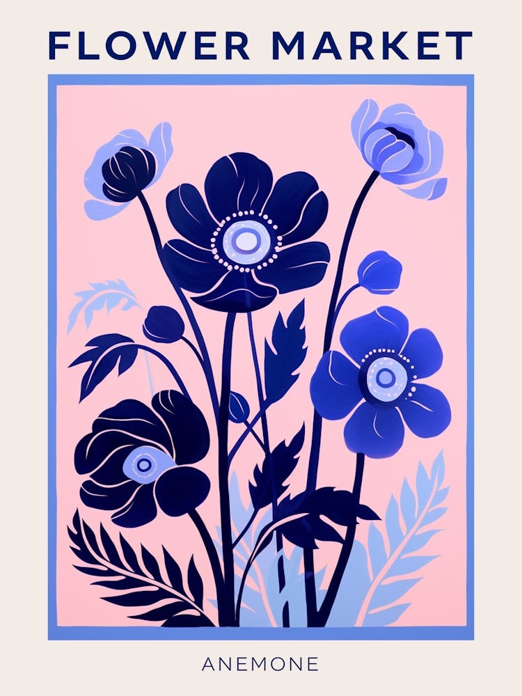 Blue Flower Market Poster Anemone 1