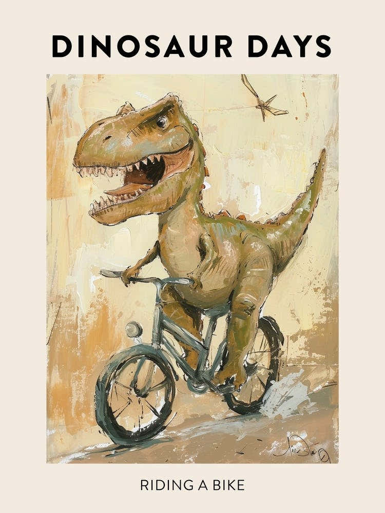 Dinosaur Riding A Bike Poster 2