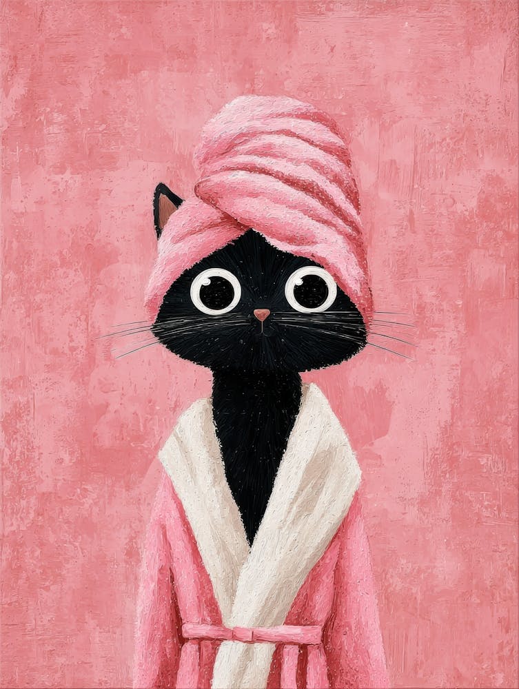 Cat In A Bathrobe Canvas Print