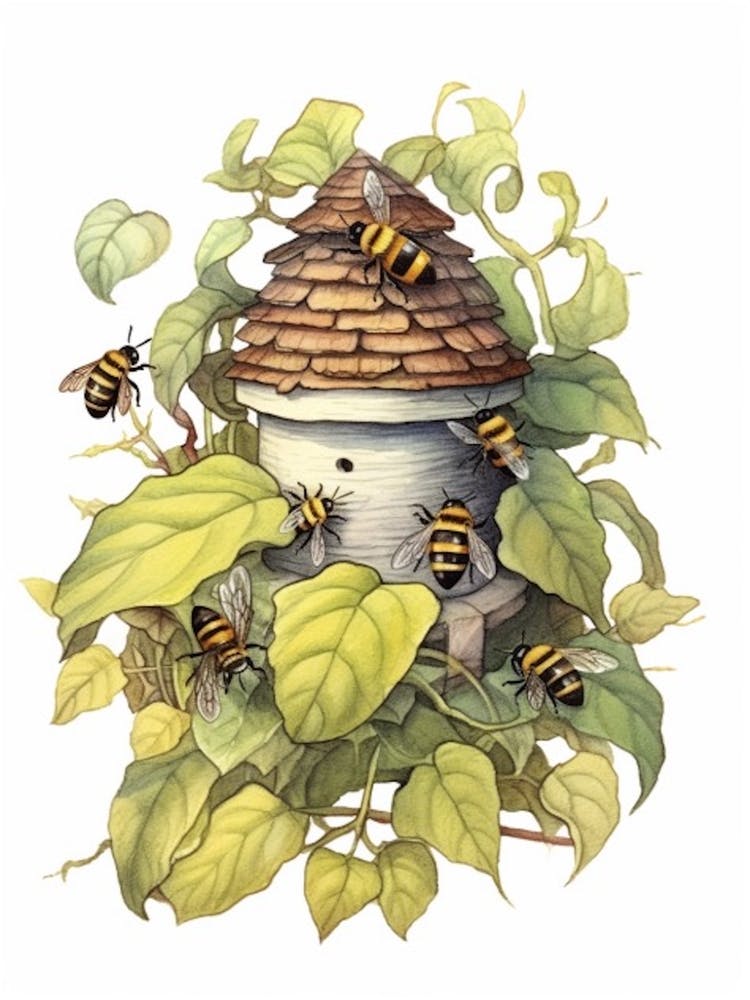 Leafcutter Beehive Watercolour Illustration 1
