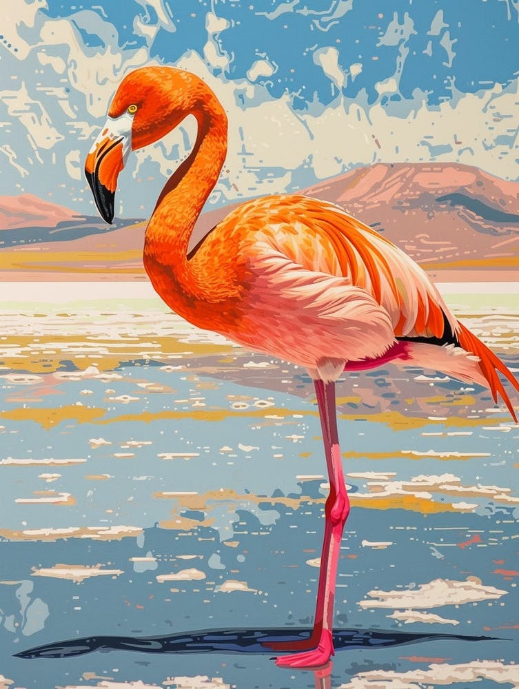 Greater Flamingo Salar De Atacama Antofagasta Tropical Illustration 3