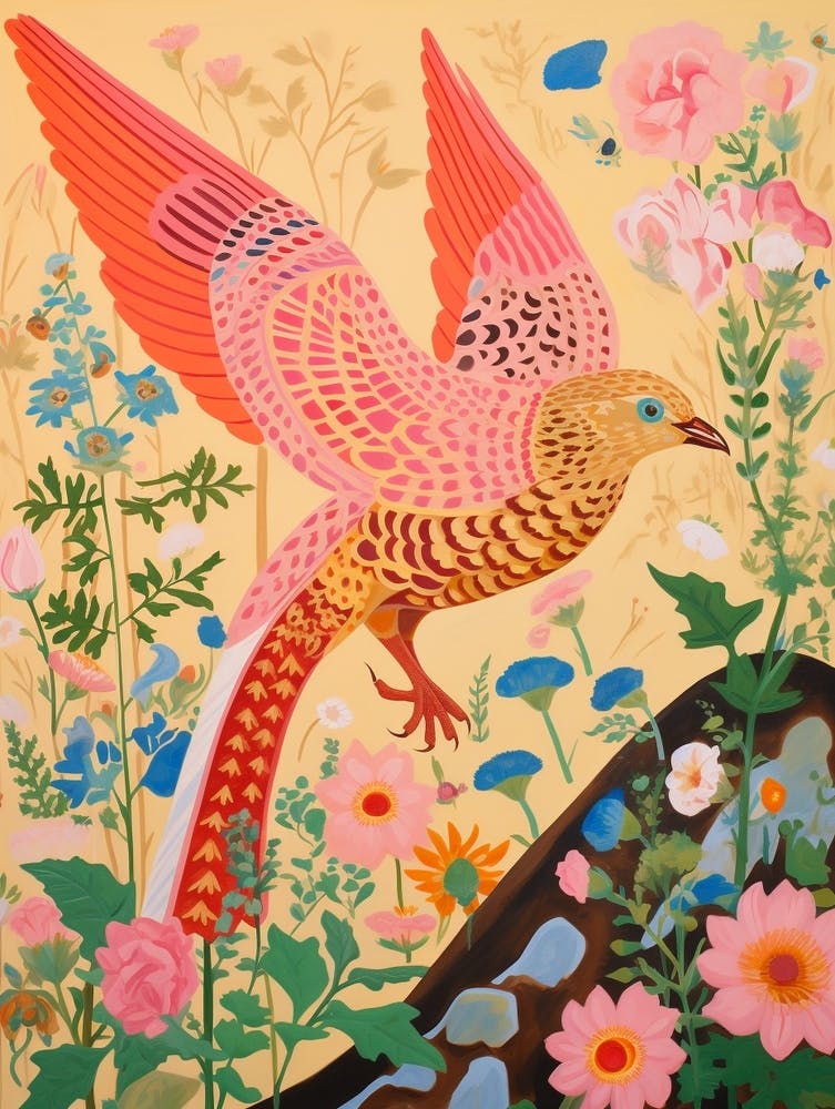 Maximalist Bird Painting Yellowhammer 2