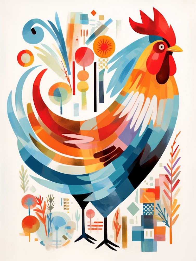 Bird Painting Collage Chicken 7