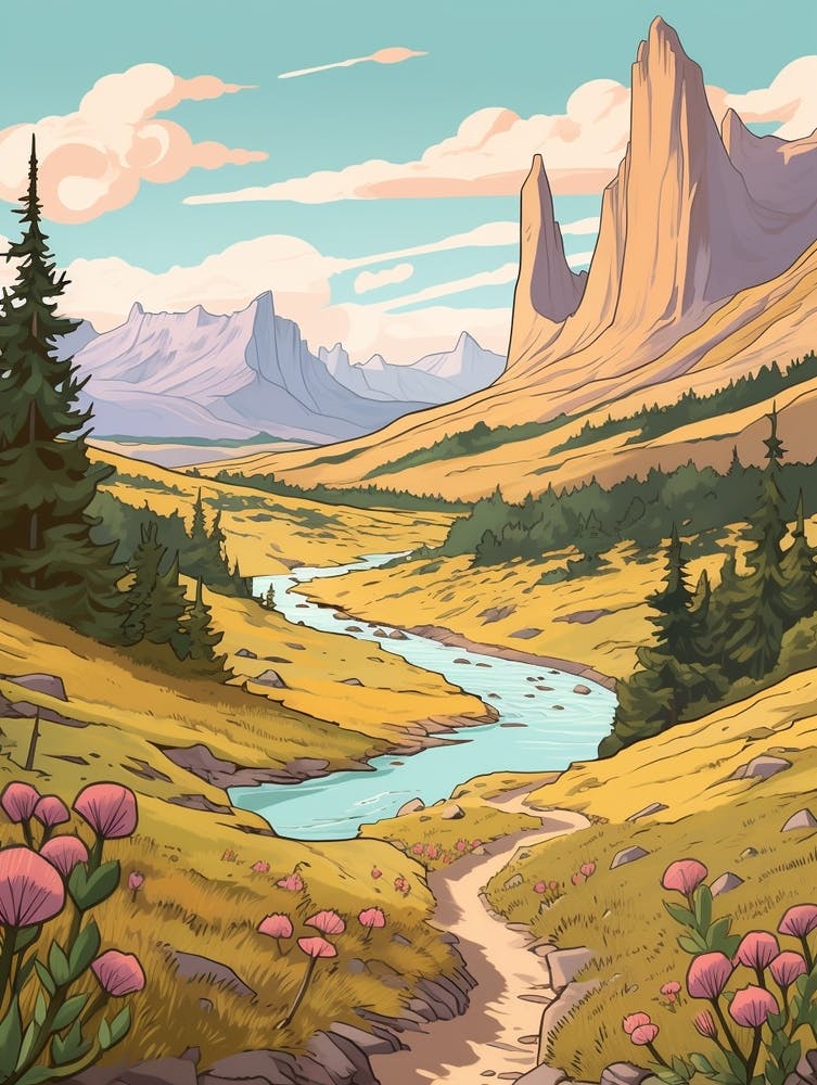 Torres Del Paine Circuit Chile 4 Hike Illustration