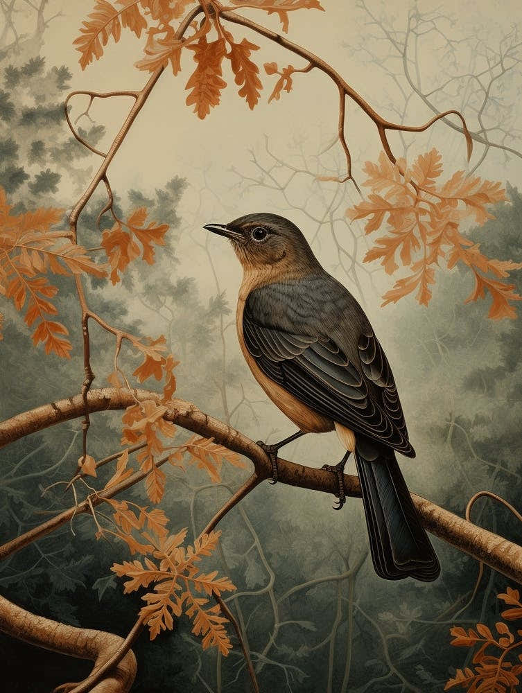 Dark And Moody Botanical European Robin 3