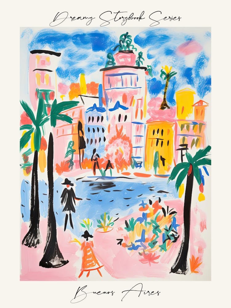 Poster Of Buenos Aires, Dreamy Storybook Illustration 3
