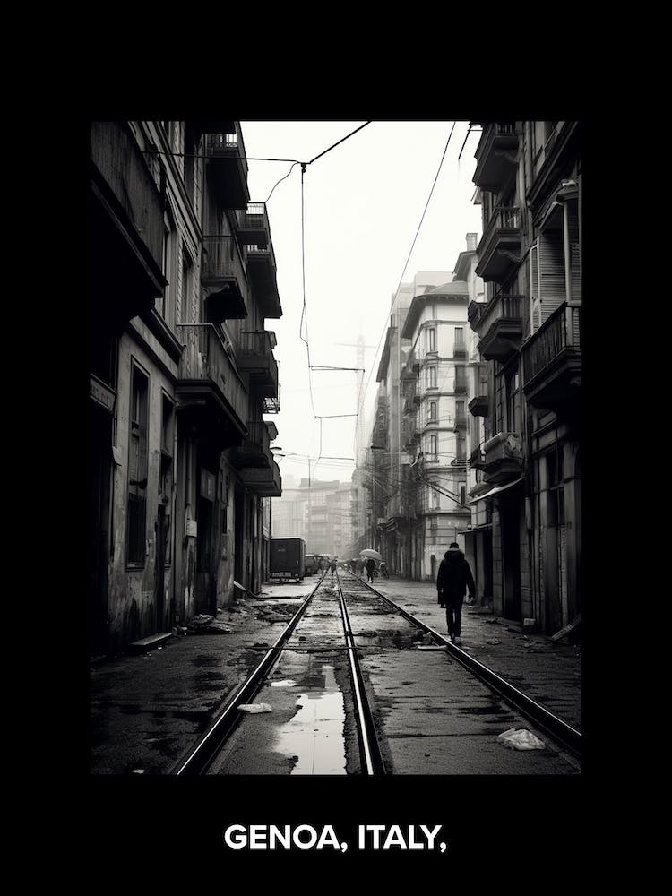 Poster Of Genoa, Italy,, Mediterranean Black And White Photography Analogue 2