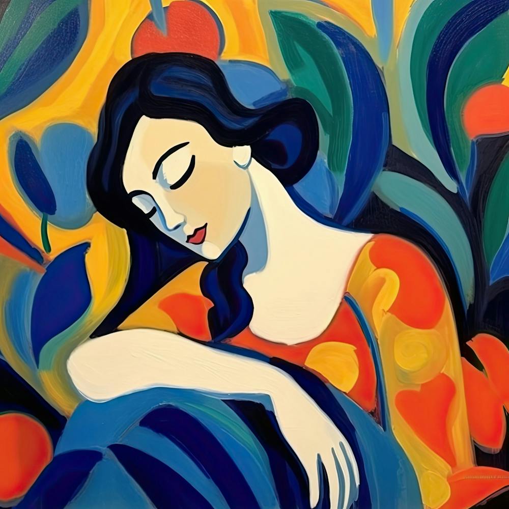 Blue Hair Woman, The Matisse Inspired Art Collection