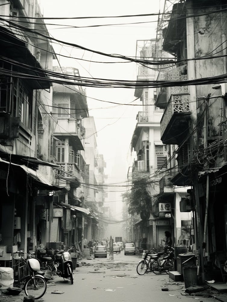 Hanoi, Vietnam, Black And White Old Photo 4