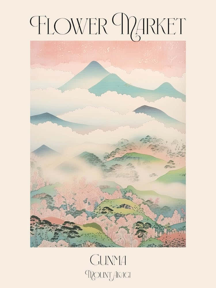 Flower Market Mount Akagi In Gunma Japanese Landscape 3 Poster