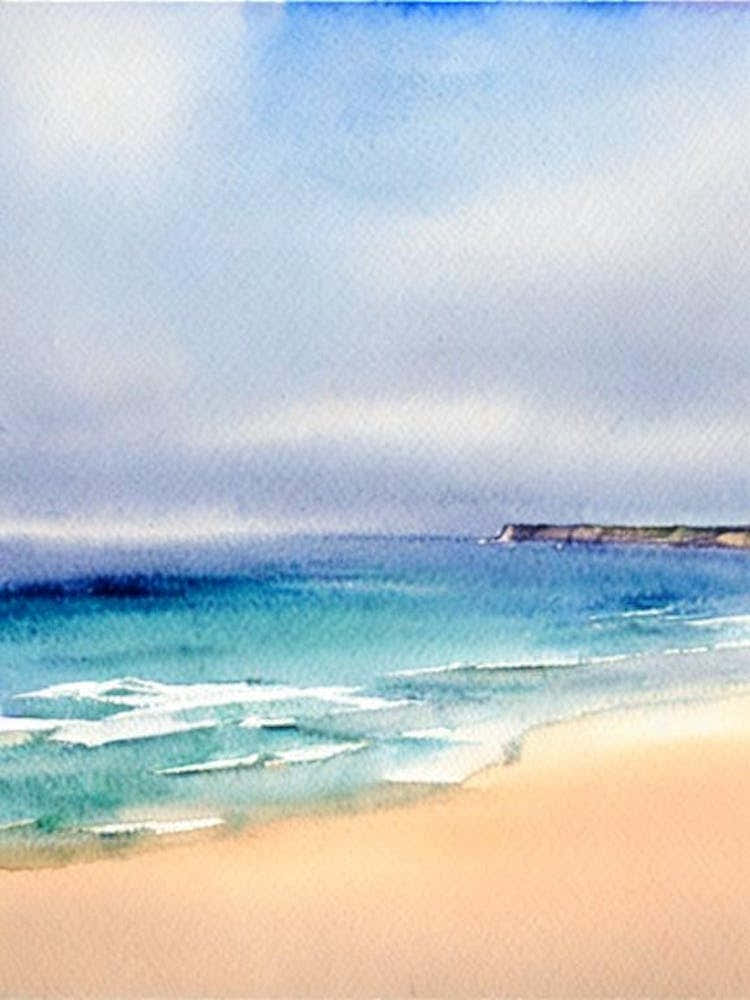 Mawgan Porth Beach 3, Cornwall Watercolour