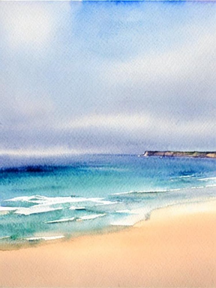 Mawgan Porth Beach 3, Cornwall Watercolour
