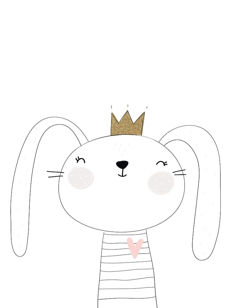 Cute White Bunny With Crown
