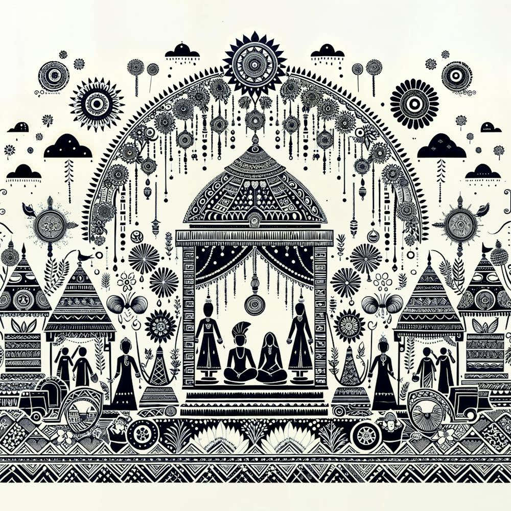 Wedding Ceremony Motif Indian Warli Art