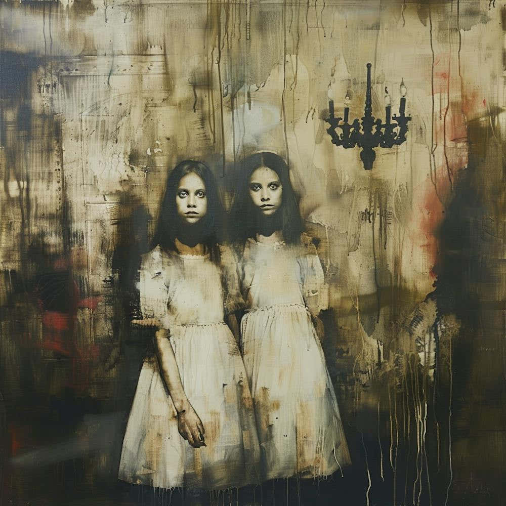 Sisters in Surrealist setting