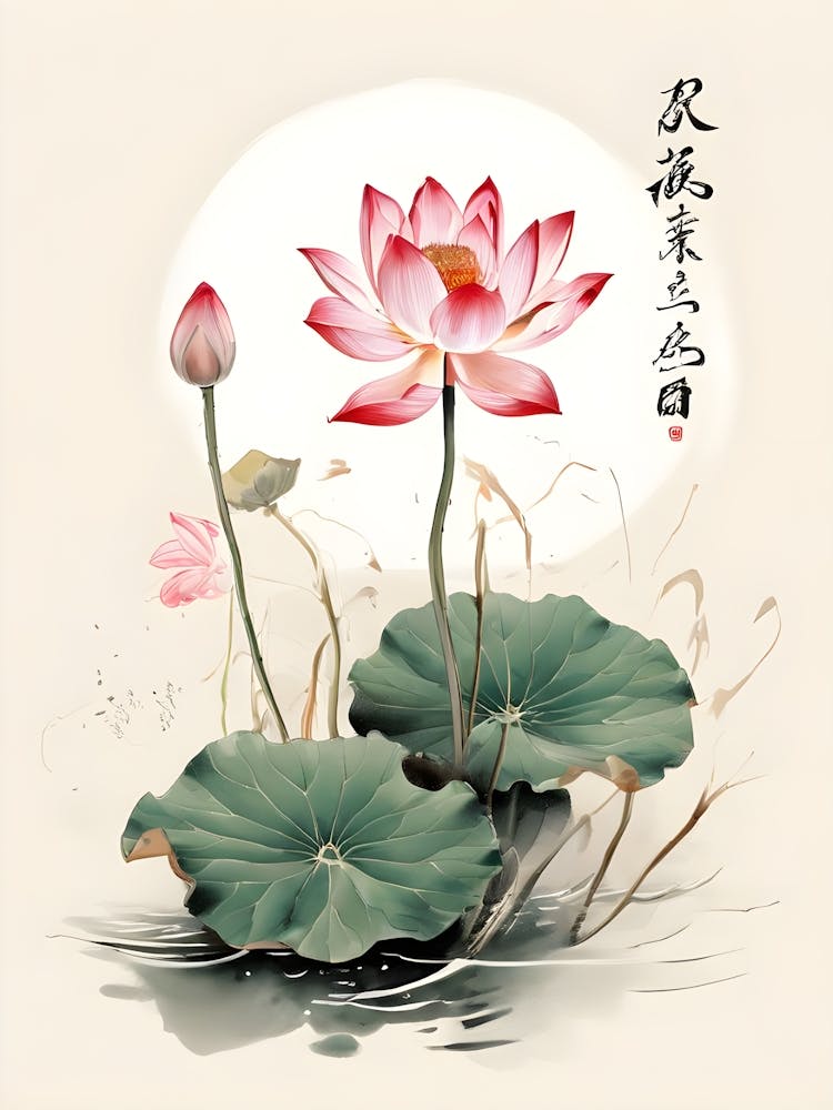 Combine Japanese Calligraphy With A Lotus Flower Illustration Creating A Harmonious And Meditative 125722090 2
