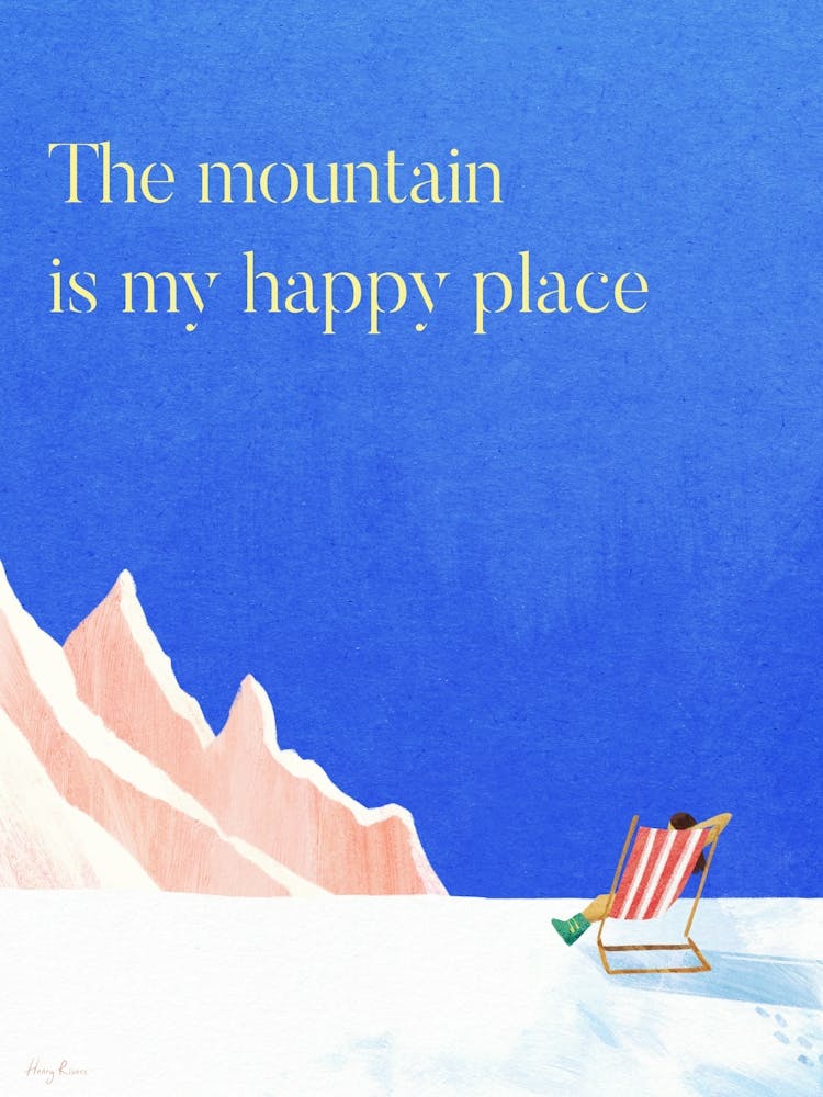 Mountain Is My Happy Place, Minimalist Skiing Quote