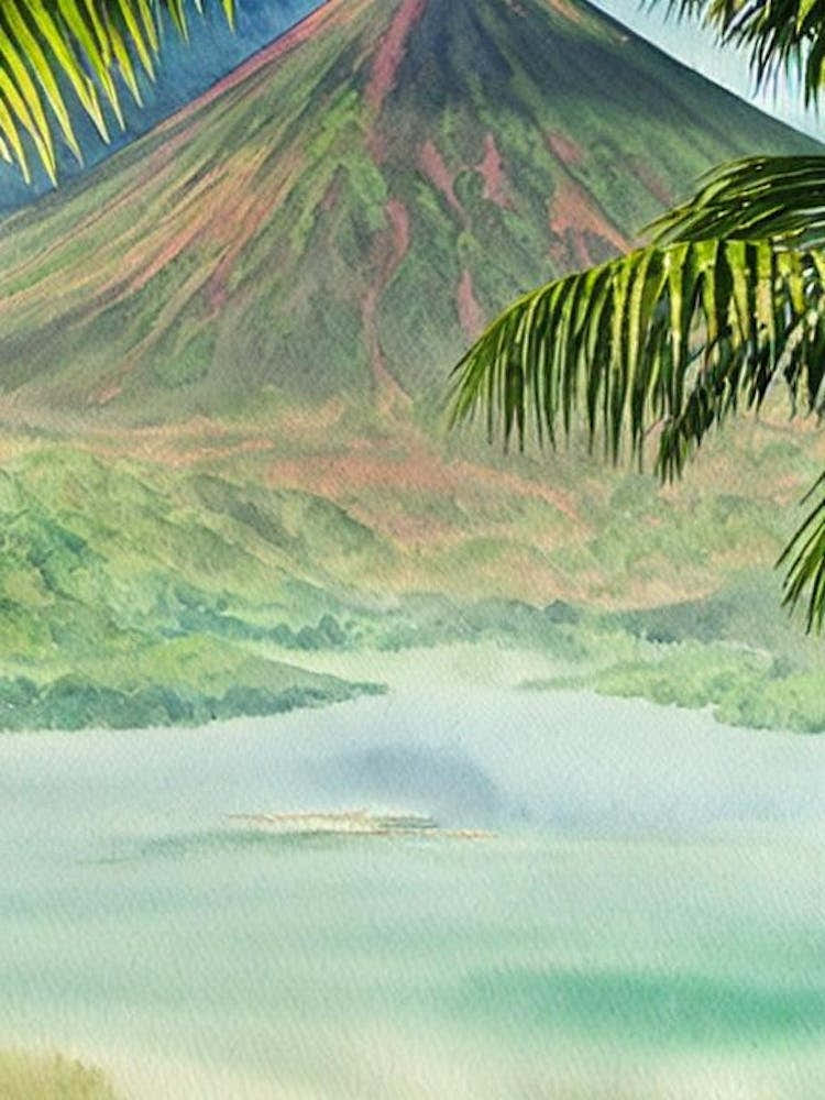 Arenal Volcano National Park Costa Rica Water Colour Poster