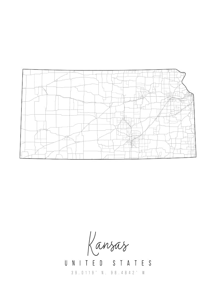 Kansas Minimal Street Map
