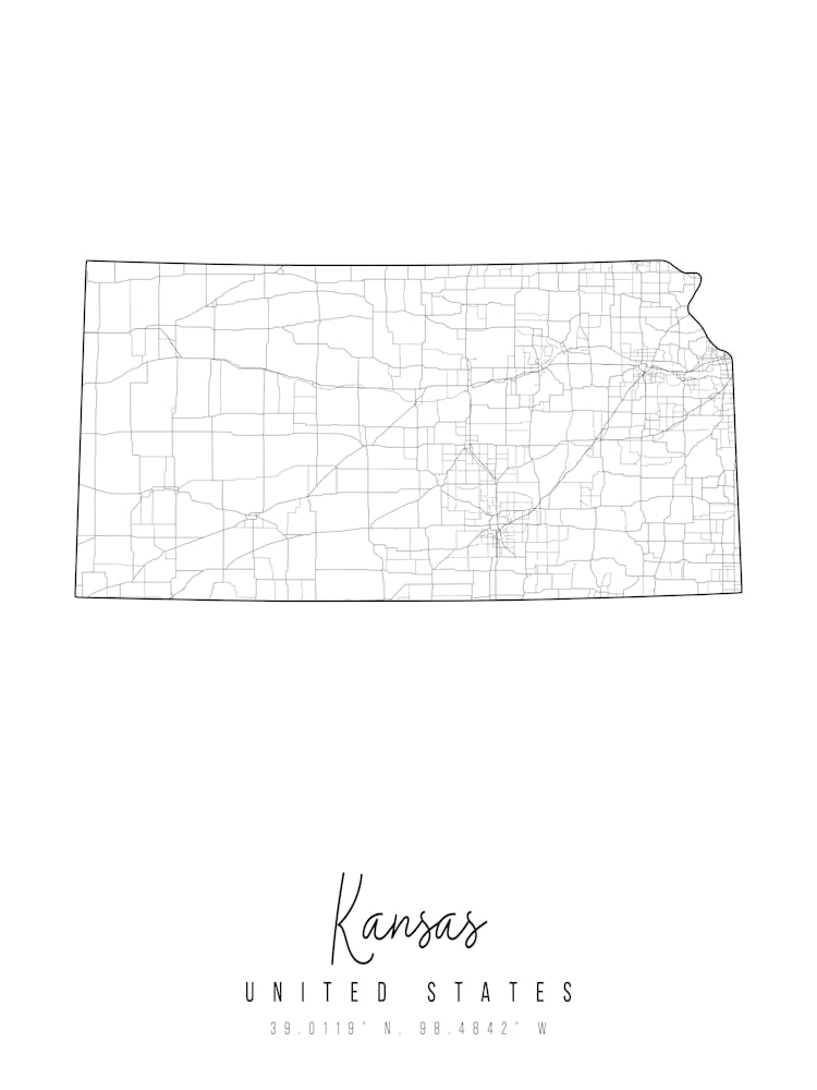 Kansas Minimal Street Map