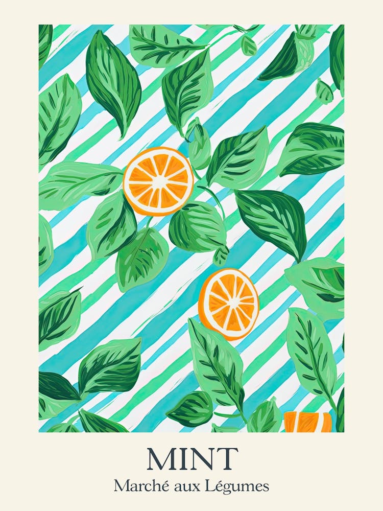 Marche Aux Legumes Mint Summer Illustration 4