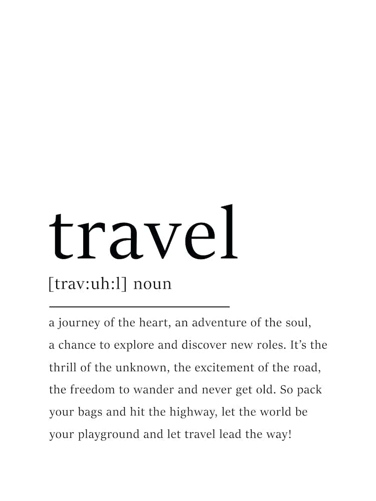 Travel Definition Poster - Dictionary