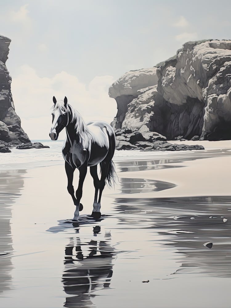 A Horse Oil Painting In Praia Da Marinha, Portugal, Portrait 2