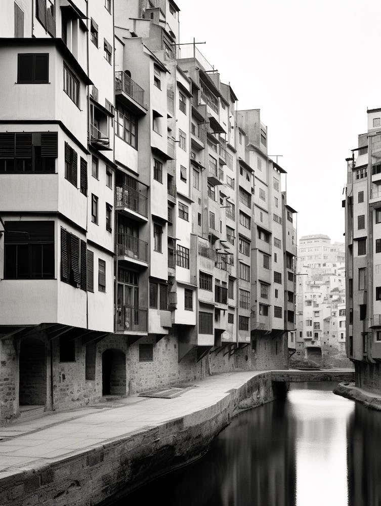Girona, Spain, Black And White Old Photo 2
