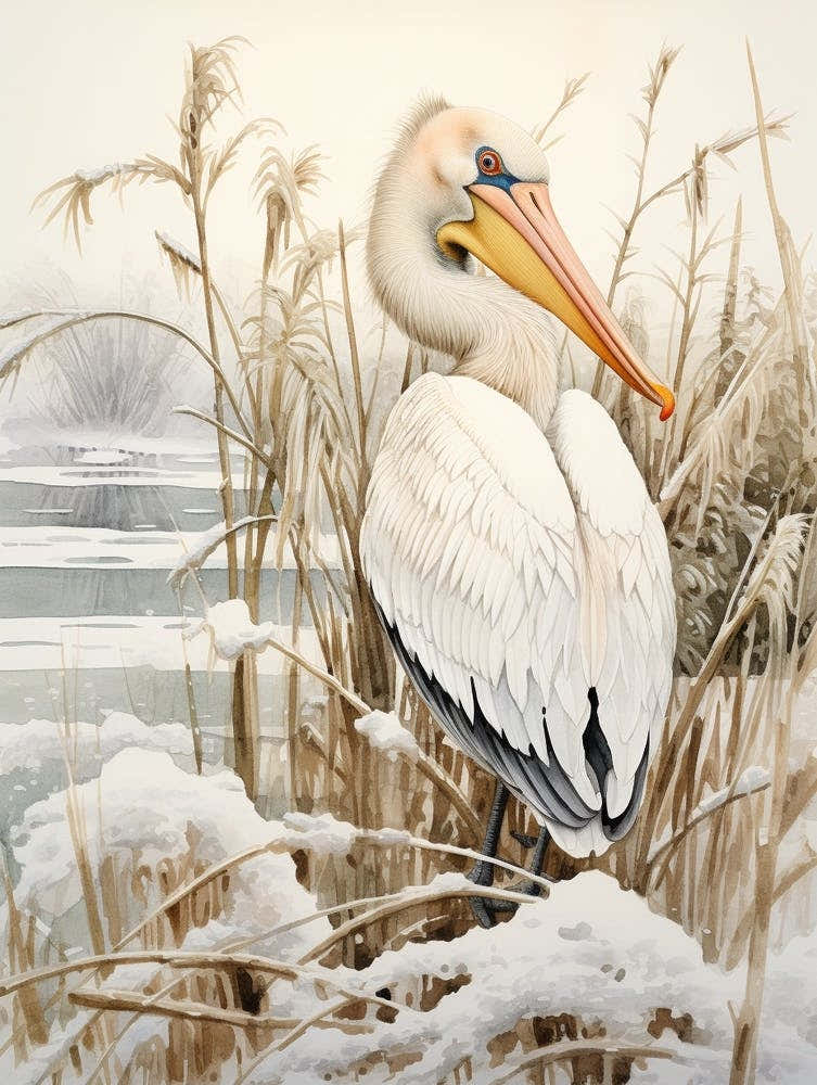 Winter Bird Painting Pelican 3
